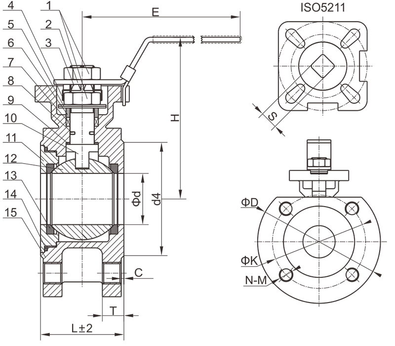 C106 薄型高平臺(tái)法蘭球閥